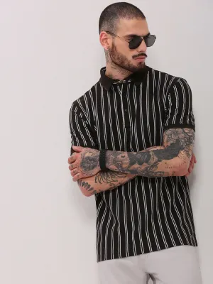 Boss Vibe Web Glow Men's Olive Striped T-Shirt