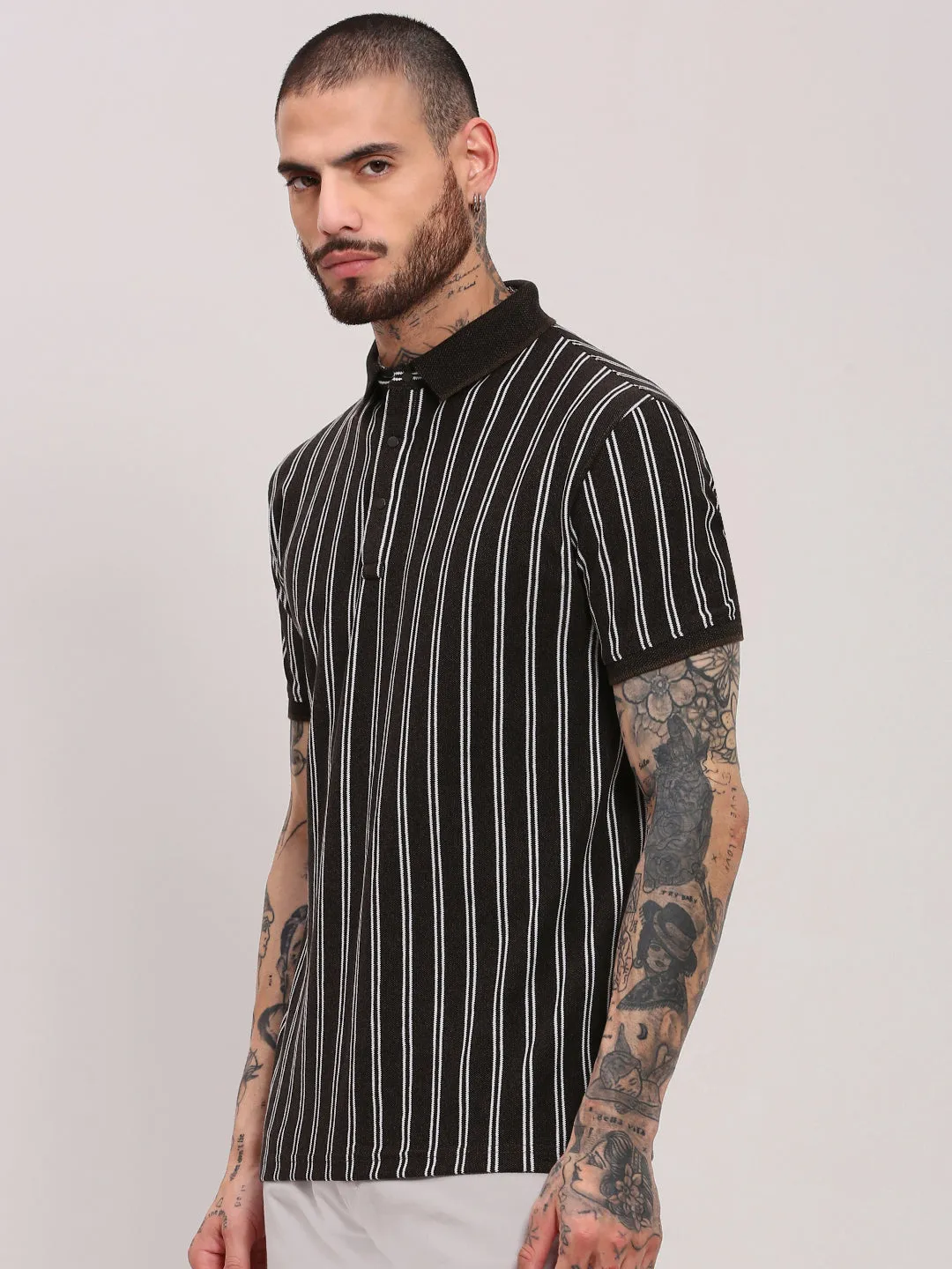 Fearless Mode AirflowOptimized Men's Olive Striped T-Shirt