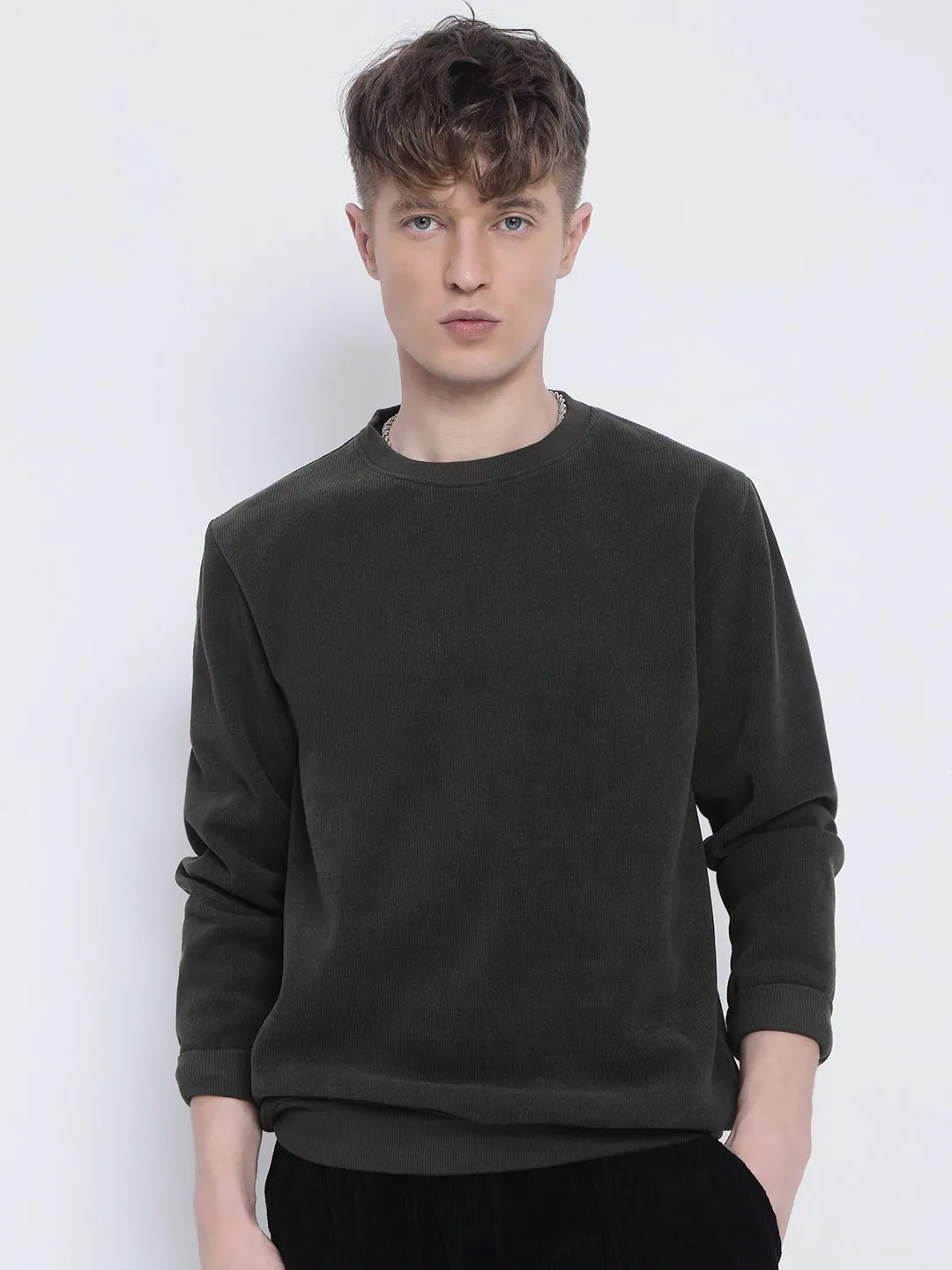Men's Olive Sweatshirt Casual Comfort