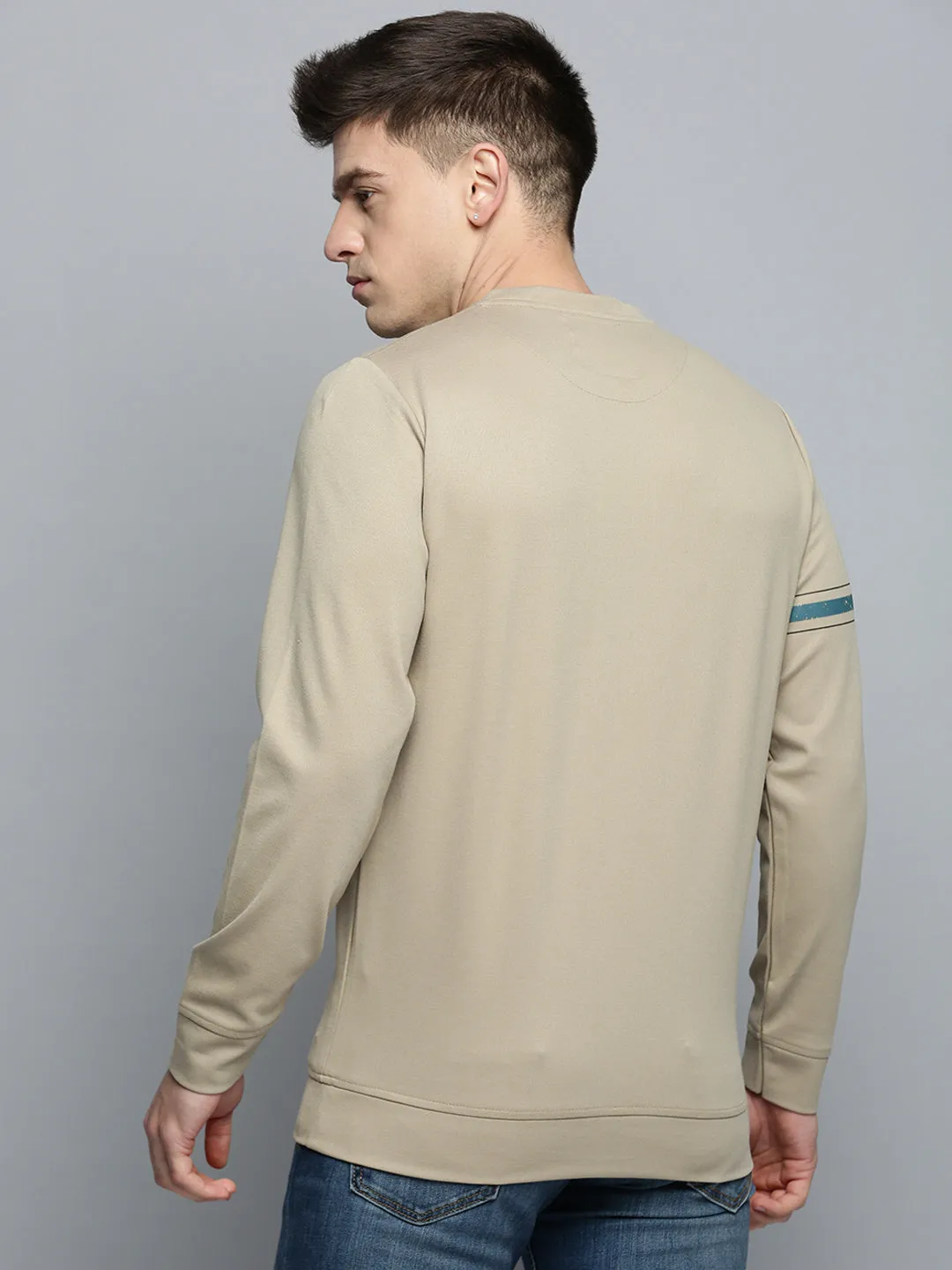 Men's Olive Typography Printed Sweatshirt Chill Comfort