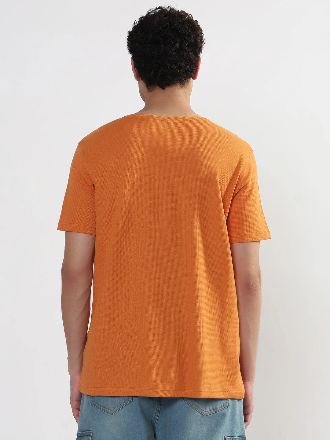 Reinforced Hem Men's Orange Regular Fit T-Shirt