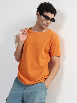 Men's Orange Regular Fit T-Shirt UVProtection Coating