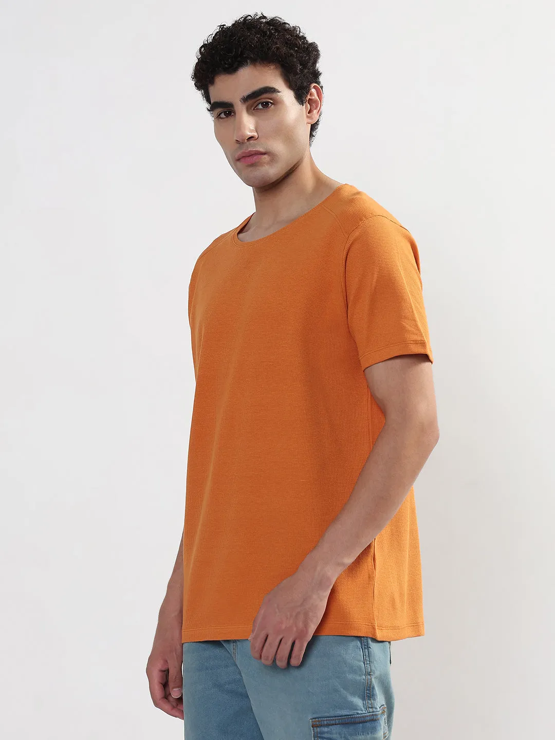 AdjustableWaistband Men's Orange Regular Fit T-Shirt