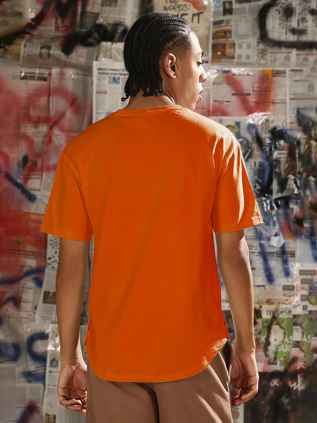 Antistatic TagFreeDesign Men's Orange Regular Fit T-Shirt