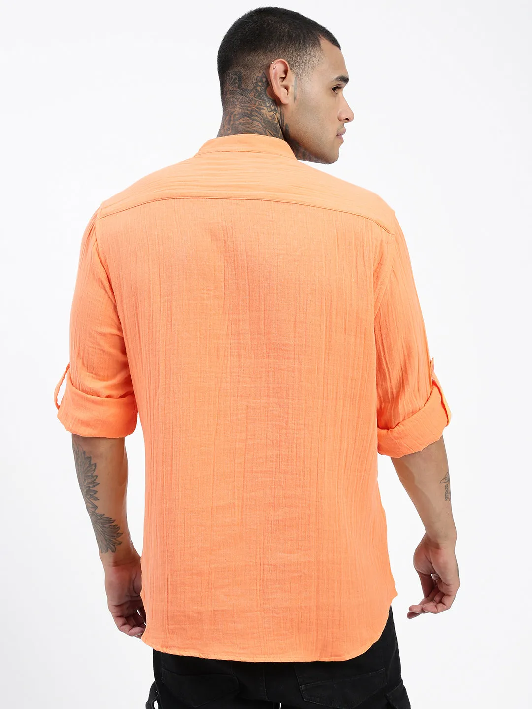 Men's Orange Solid Shirt Active clothing Daily Use