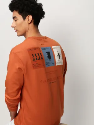 Comfort Apparel Men's Orange Typography Printed Casual Sweatshirt