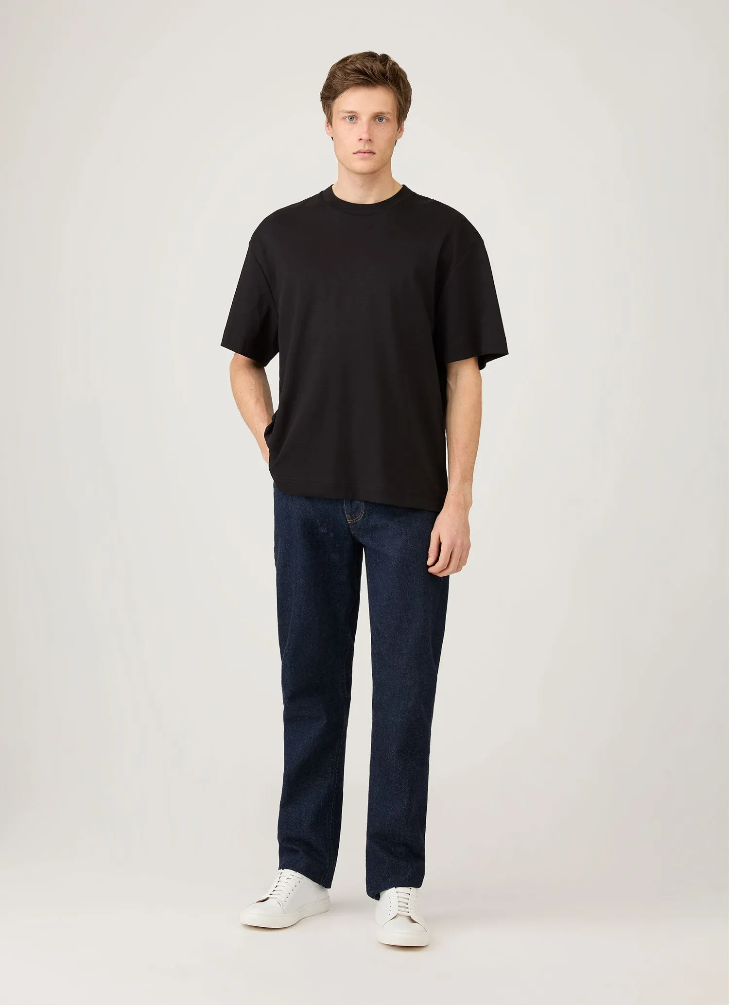 Men's Oversized Heavyweight T-shirt in Black Seasonal Fashion SeamlessConstruction