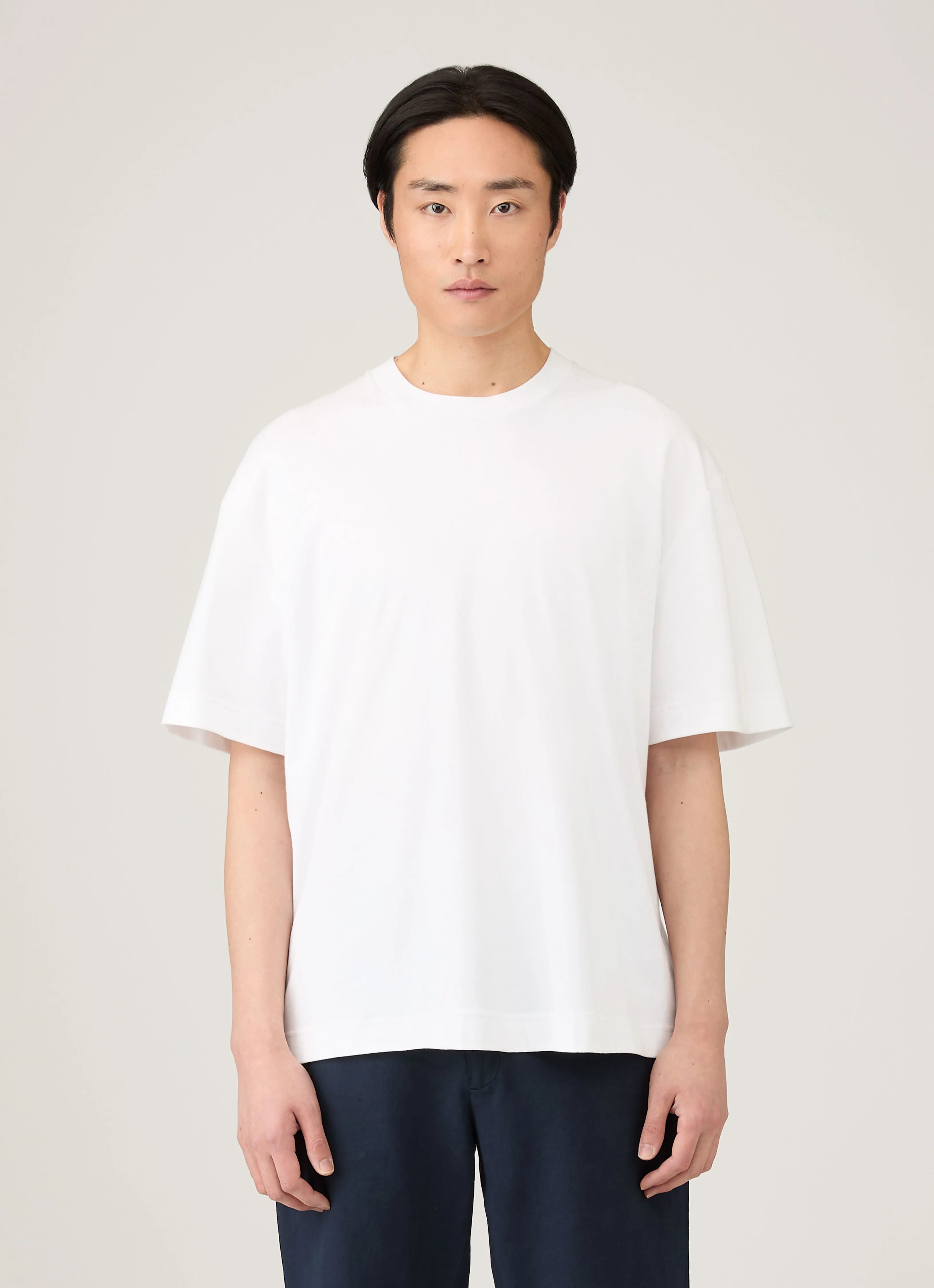 Men's Oversized Heavyweight T-shirt in White Breathable Waistband Comfort Design