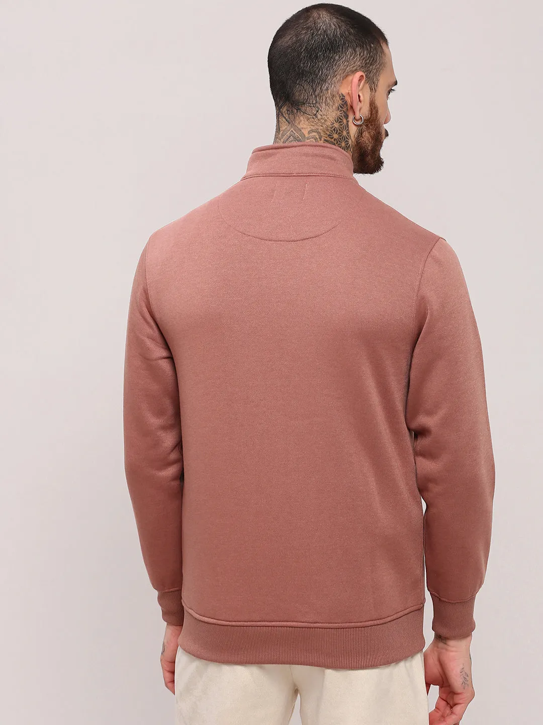 product home friendly comfort Men's Peach Cotton Mock Collar Sweatshirt