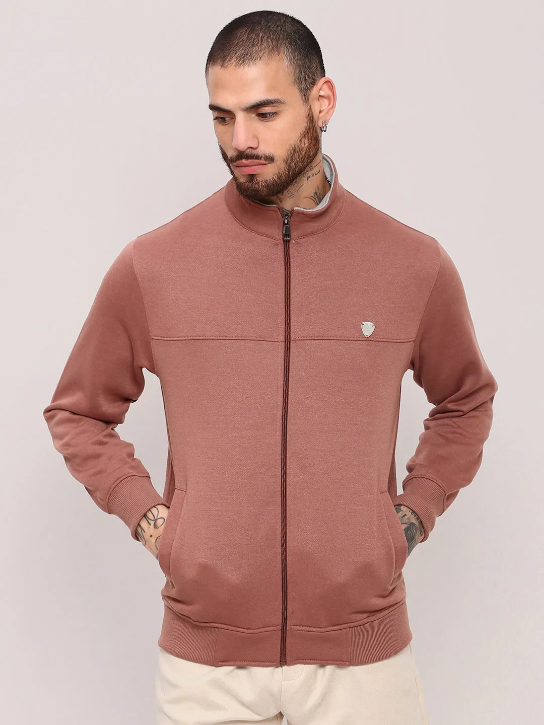 Men's Peach Cotton Mock Collar Sweatshirt product weekend wear comfort product holiday wearability