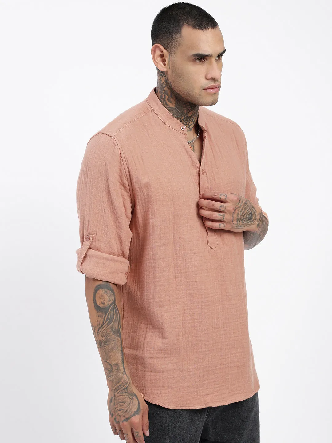Quiet Core BreathableMesh Men's Peach Solid Shirt