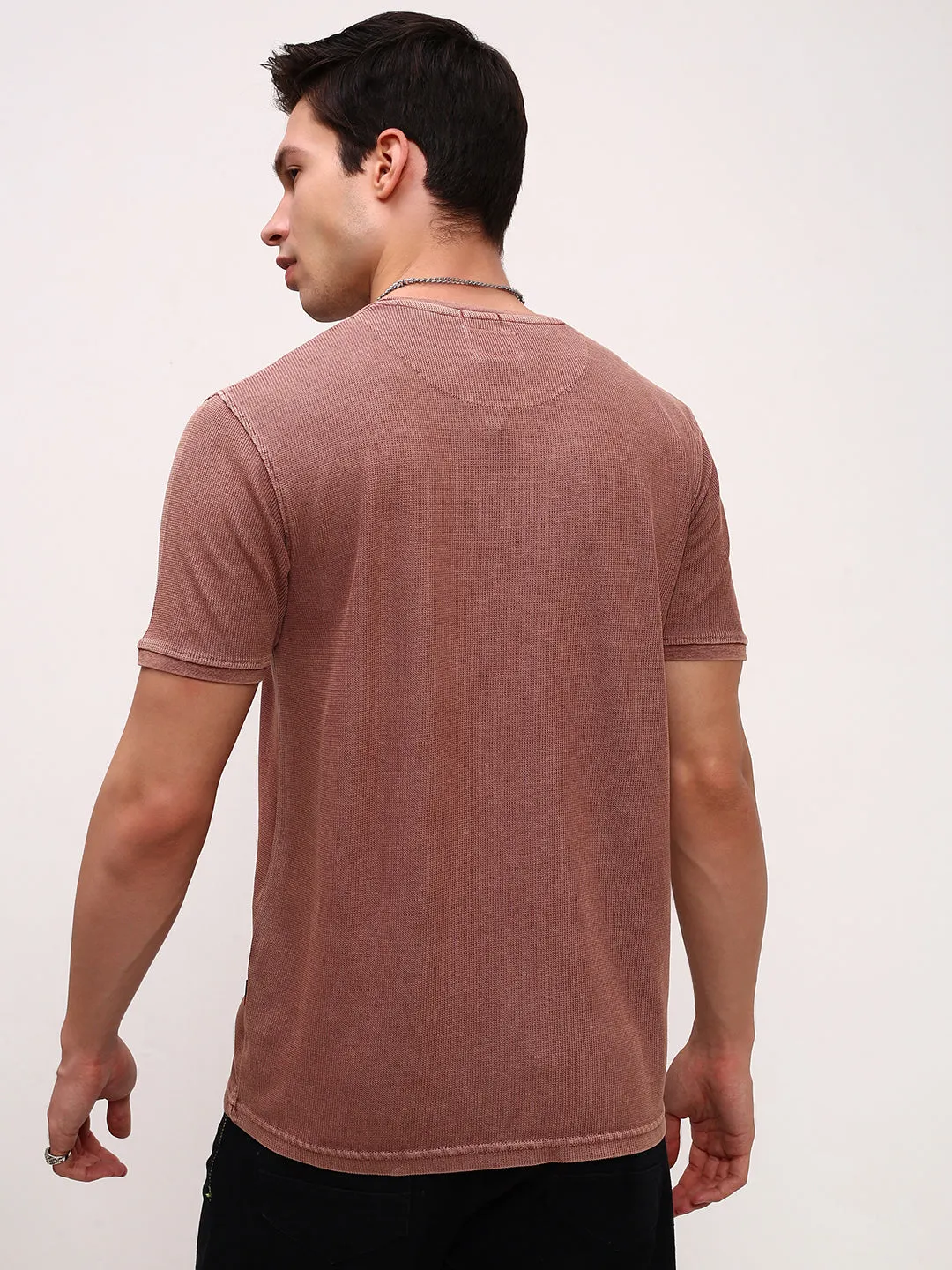 Men's Peach Solid T-Shirt Comfortable fit