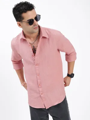 DoubleLayered Collar HygroscopicFiber Men's Peach Standard Spread Collar Solid Cotton Casual Shirt