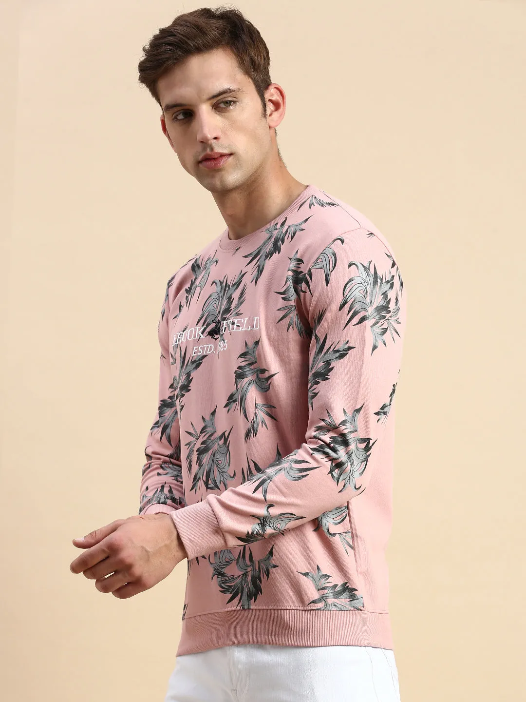 Winter Comfort product sporty style statement Men's Pink Printed Casual Sweatshirt