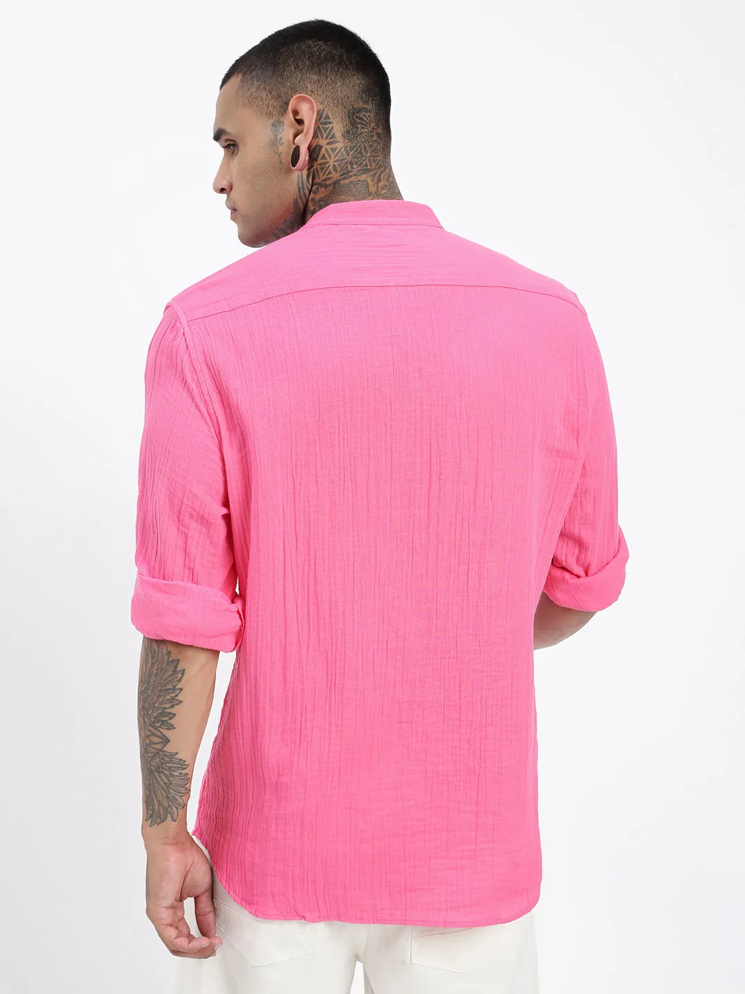 Open Heart Men's Pink Solid Shirt