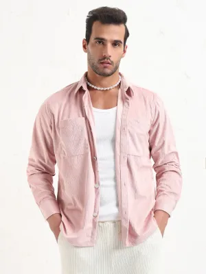 Men's Pink Solid Slim Fit Shirt Soft Jacket