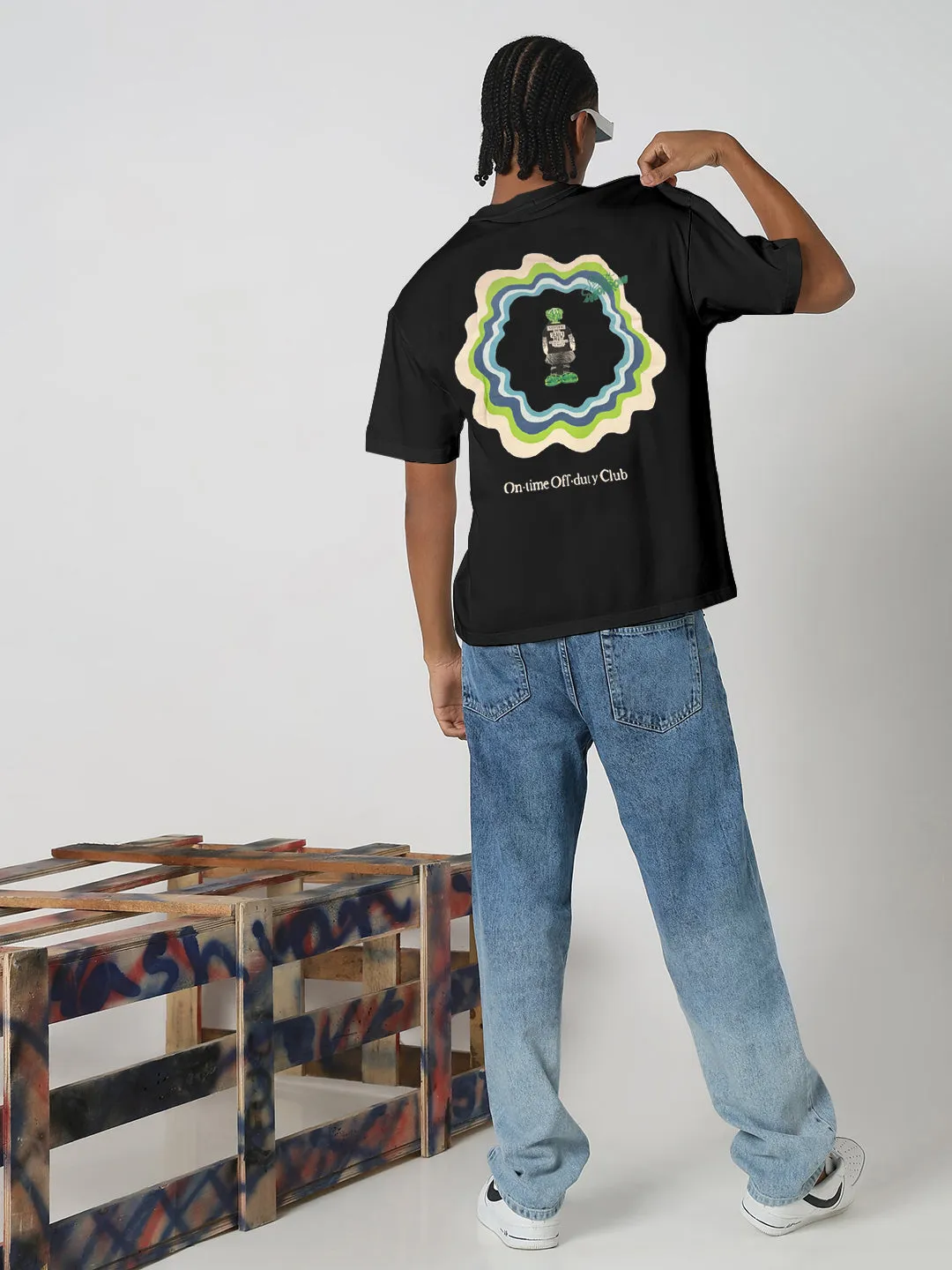 Team Edge Virtual Fit Men's Printed Black Relaxed Fit T-Shirt