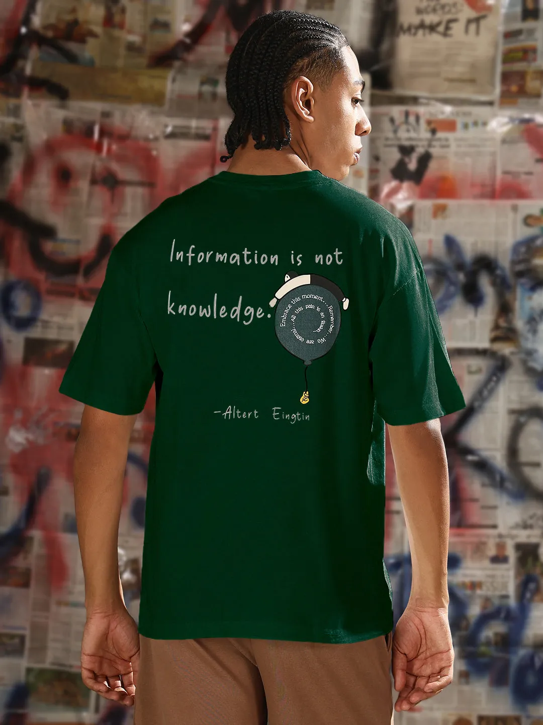 Power Vibe Men's Printed Green Relaxed Fit T-Shirt