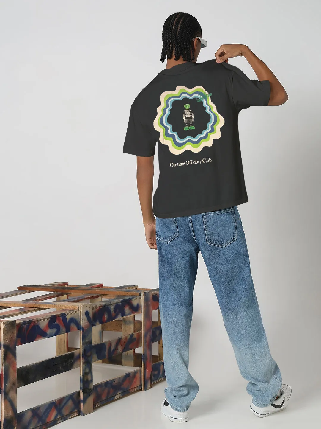 Still Glow NonSlipTrim Men's Printed Grey Relaxed Fit T-Shirt