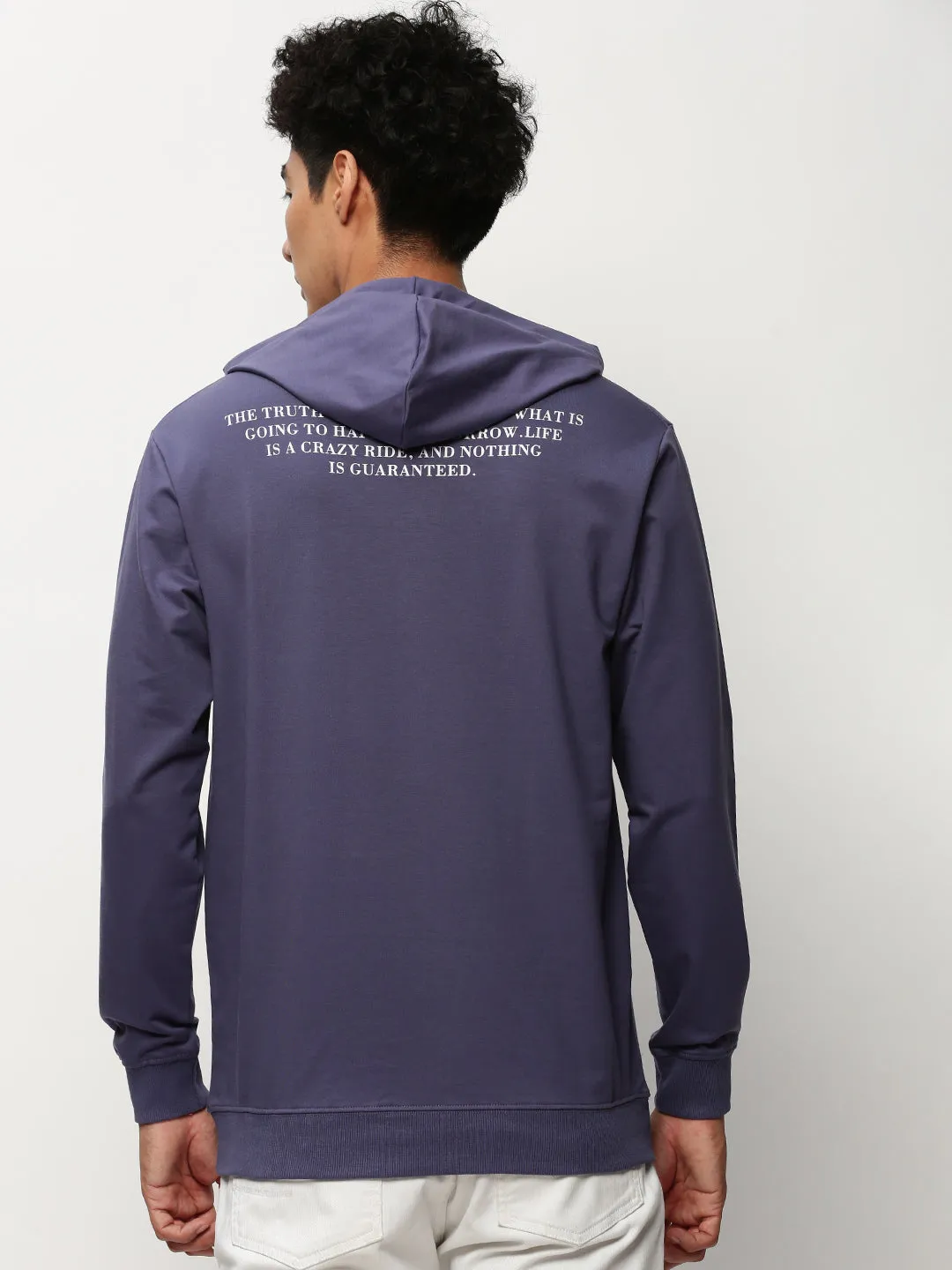 product hiking suitable durability Comfortable Design Men's Purple Graphic Printed Hooded Pullover Cotton Sweatshirt