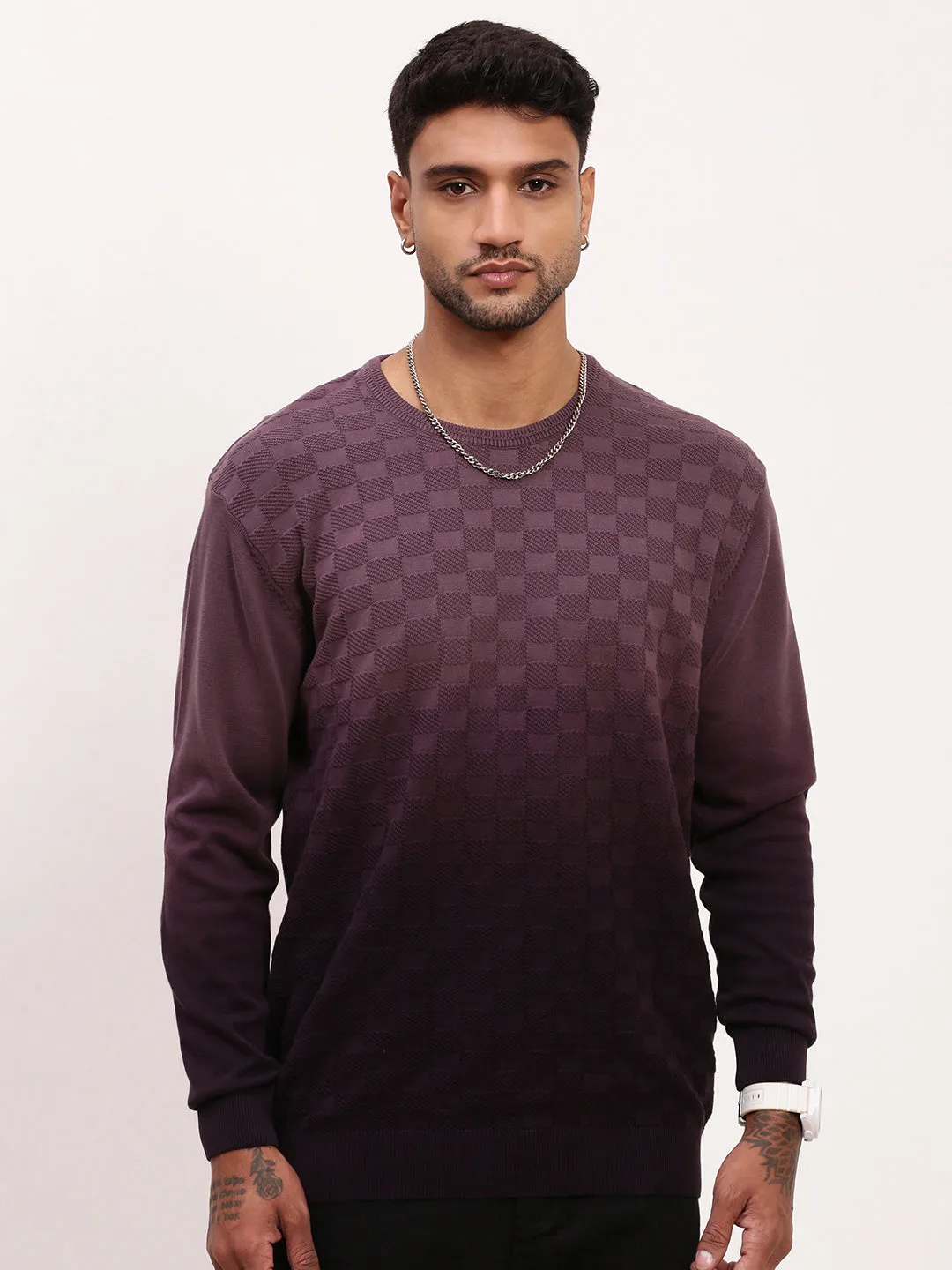 Men's Purple Ombre Sweater LowImpact Dye Process Moisture Management