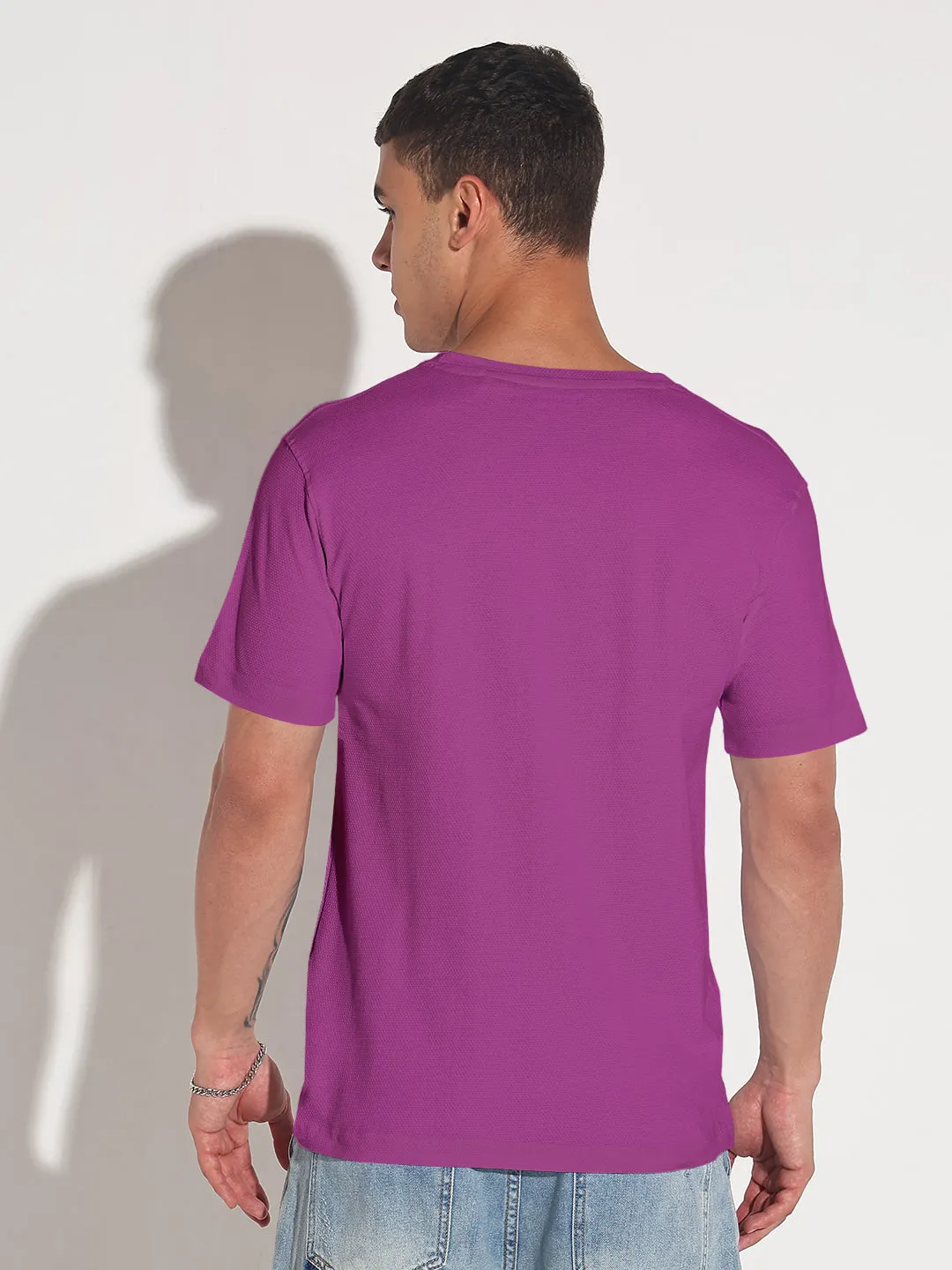 EcoDye Process Men's Purple Round Neck Regular Fit T-Shirt