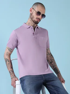 Men's Purple Solid Polo Collar T-Shirt Italian Flair