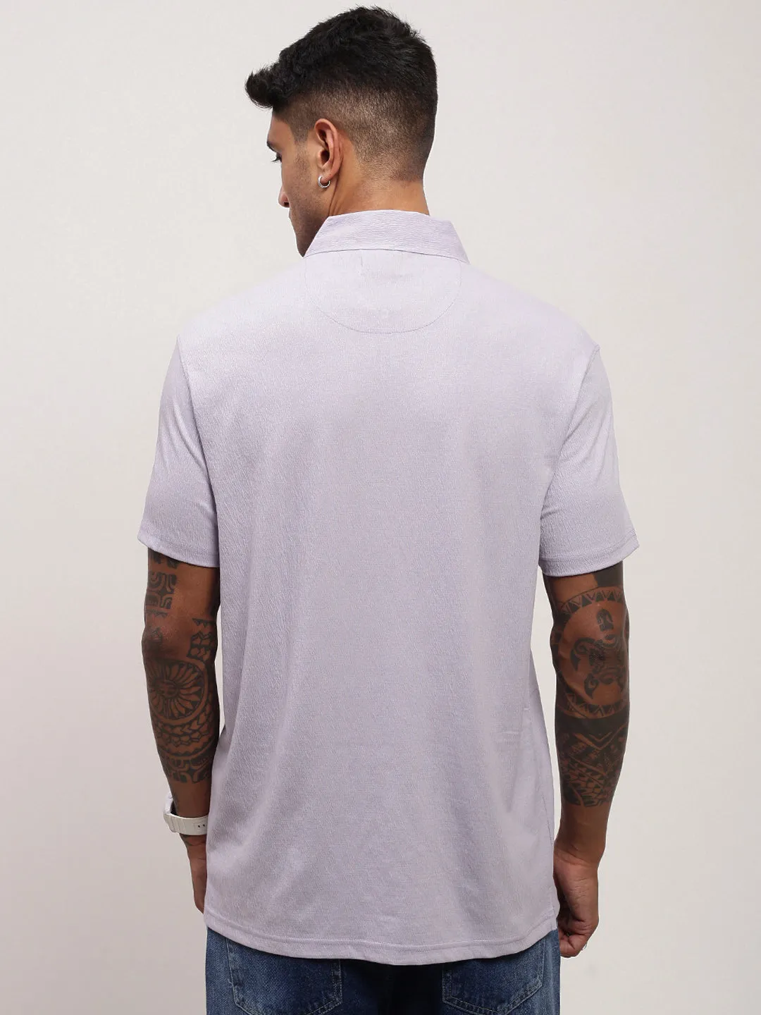 Men's Purple Solid Slim Fit Polo Neck T-Shirt good for holidays