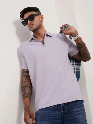 Men's Purple Solid Slim Fit Polo Neck T-Shirt Stylish Comfort Regular Fit