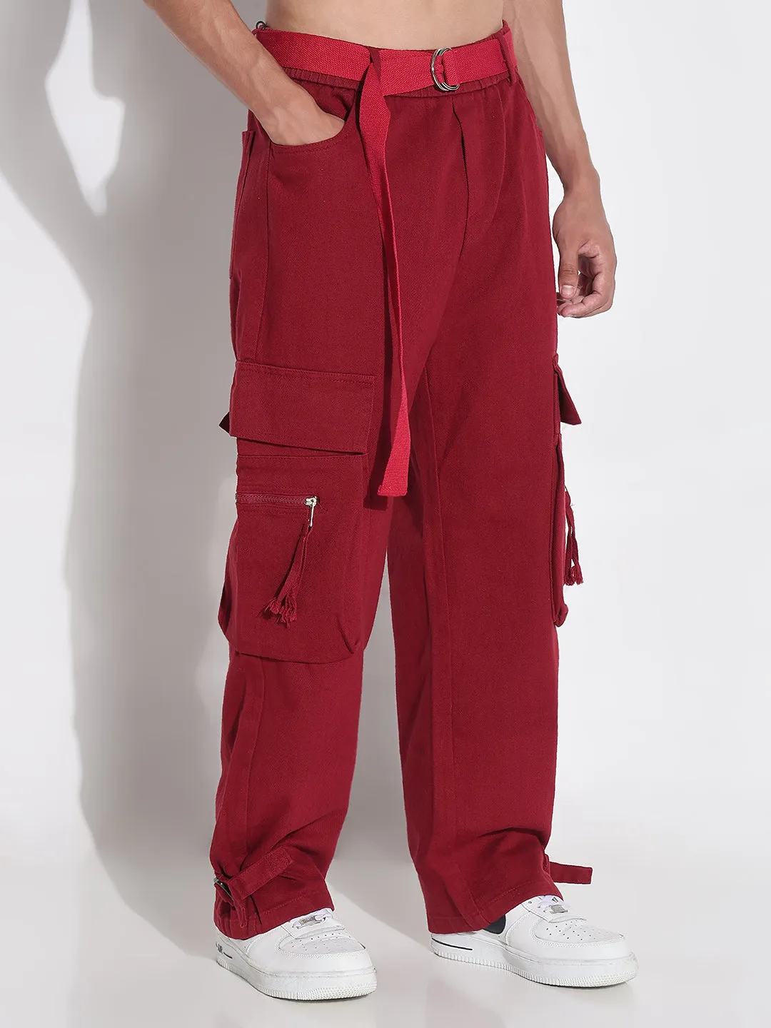 Men's Red Baggy Cargos Jeans Any Occasion