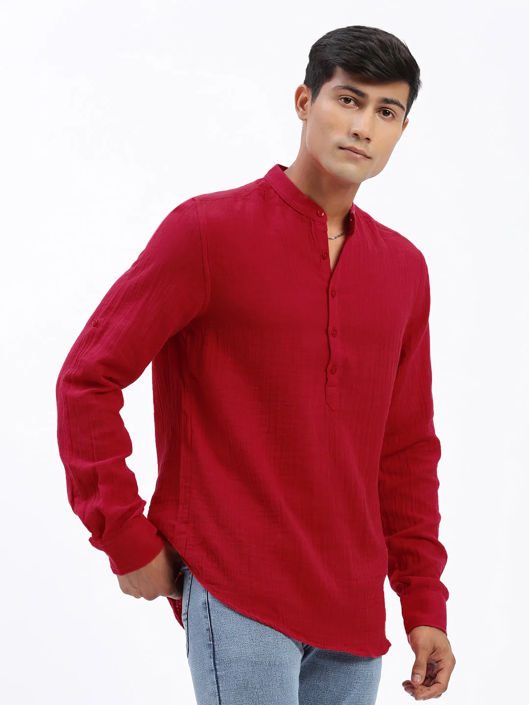 Men's Red Solid Shirt NonSlipGrip Joy Mood