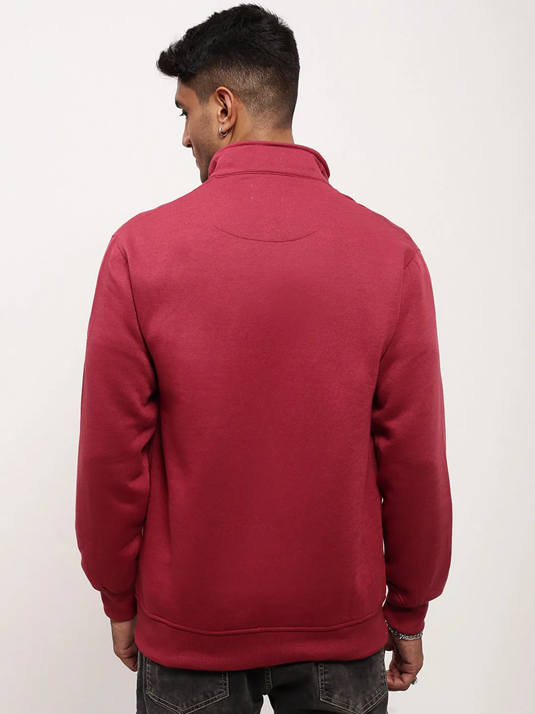 product gift worthy appeal Men's Red Solid Sweatshirt