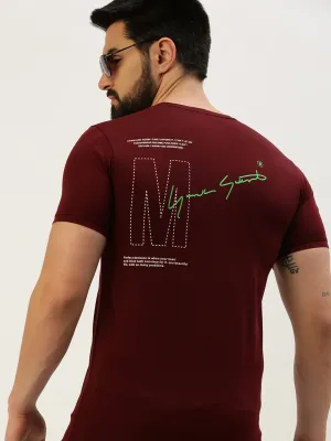 Stylish Wear Modern Relaxed Men's Red Typography Printed Slim Fit T-shirt