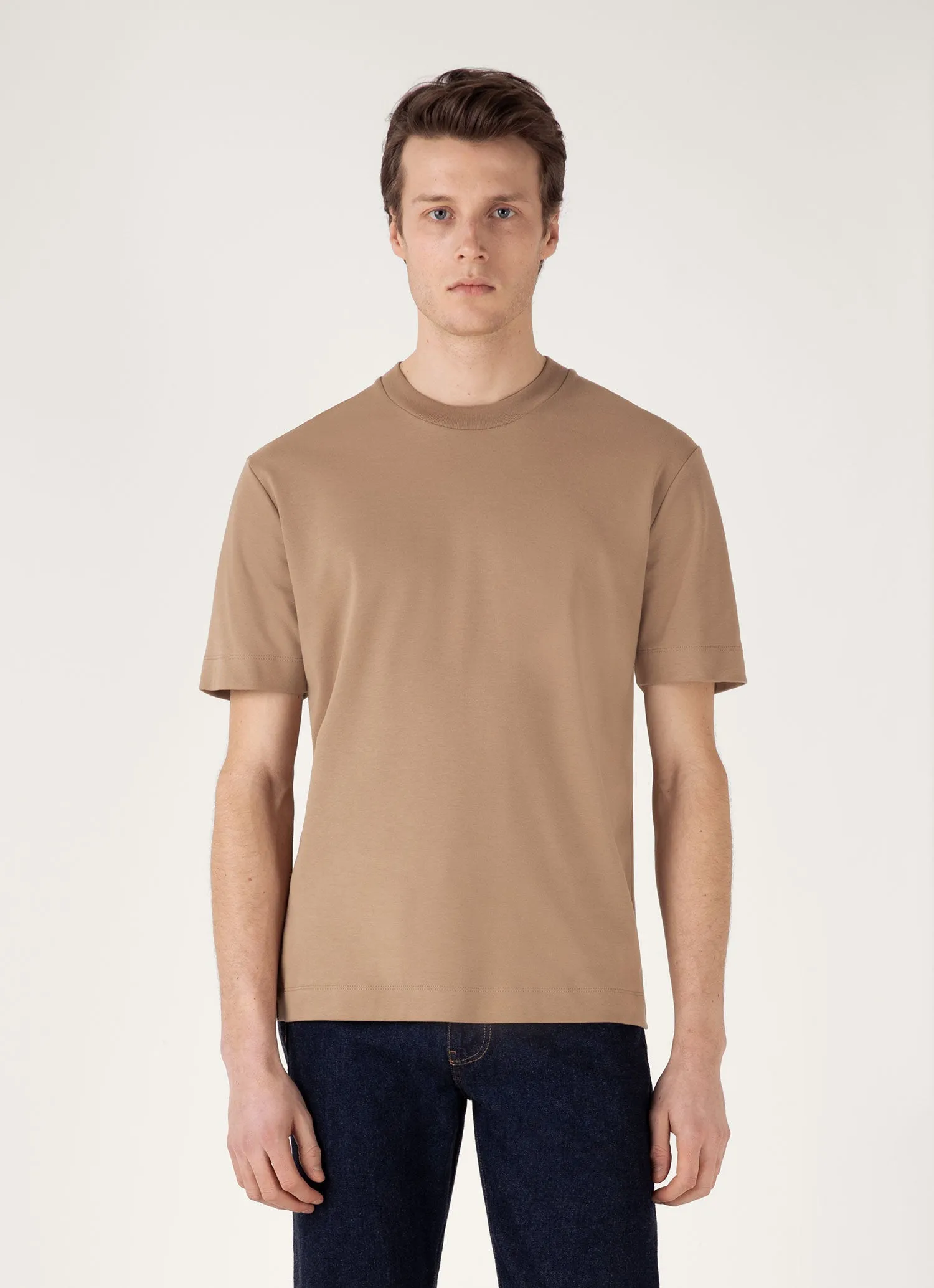 Men's Relaxed Fit Heavyweight T-shirt in Dune High Density Fabric Double Stitched Hem