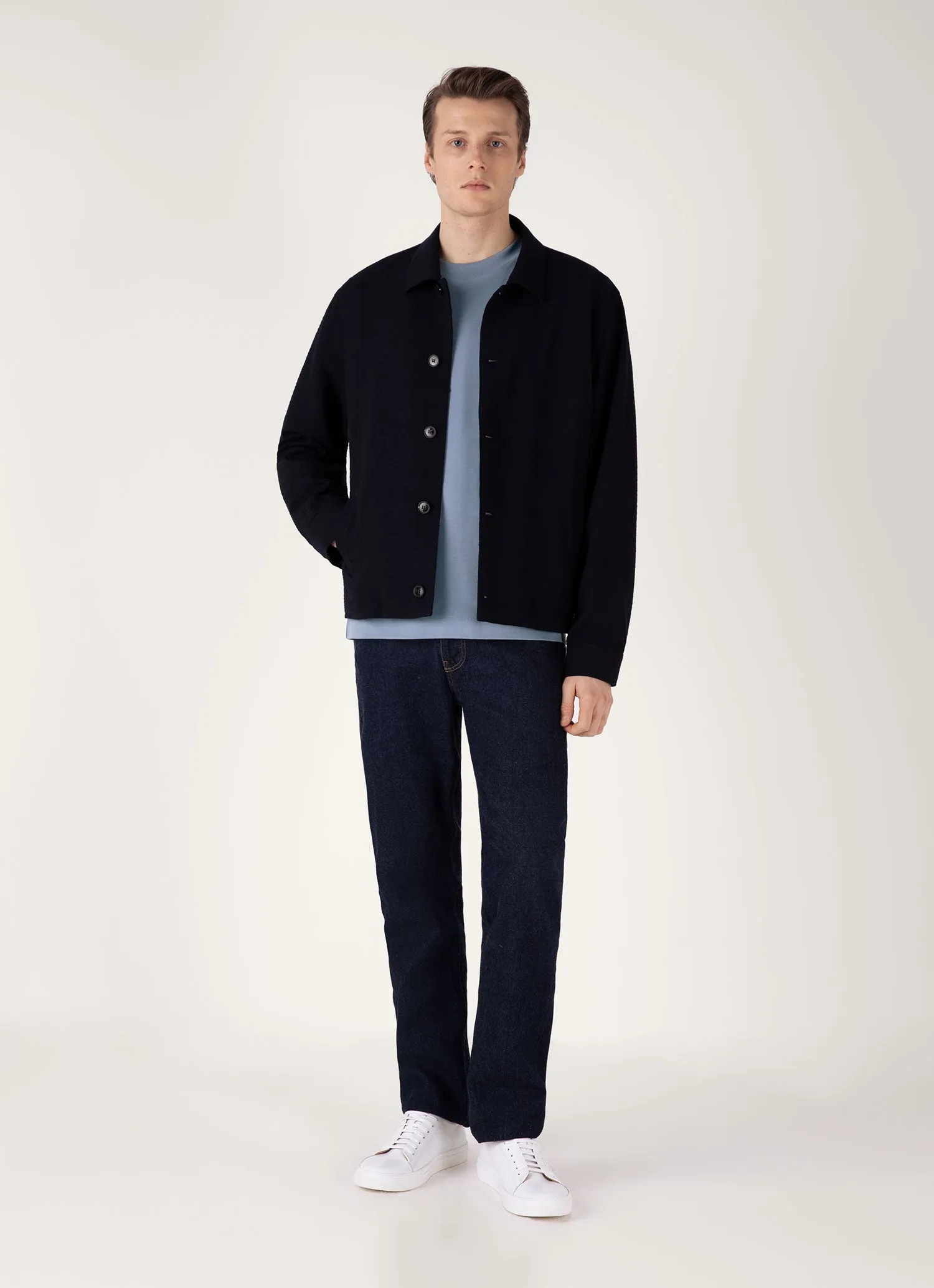 Men's Relaxed Fit Heavyweight T-shirt in Vintage Blue Thermal Regulation Fabric