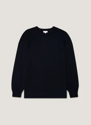 Bonded Hem Technology Stylish Staple Men's Ribbed Jumper in Navy