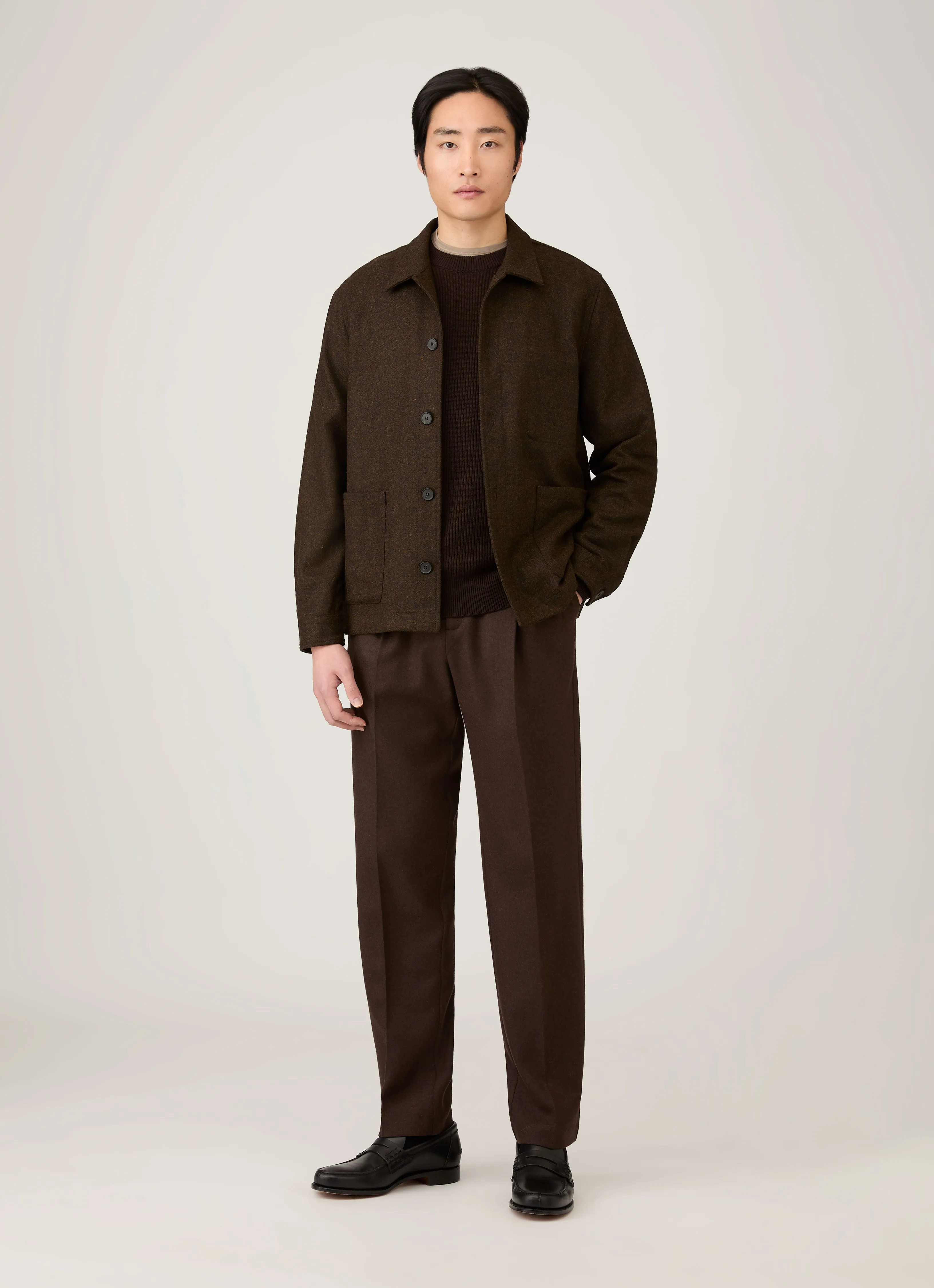 Lightweight Stretch Fabric Trendy pick Men's Ribbed Jumper in Truffle