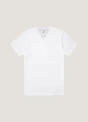 Men's Riviera V-neck T-shirt in White Classic Vibes Workout Gear