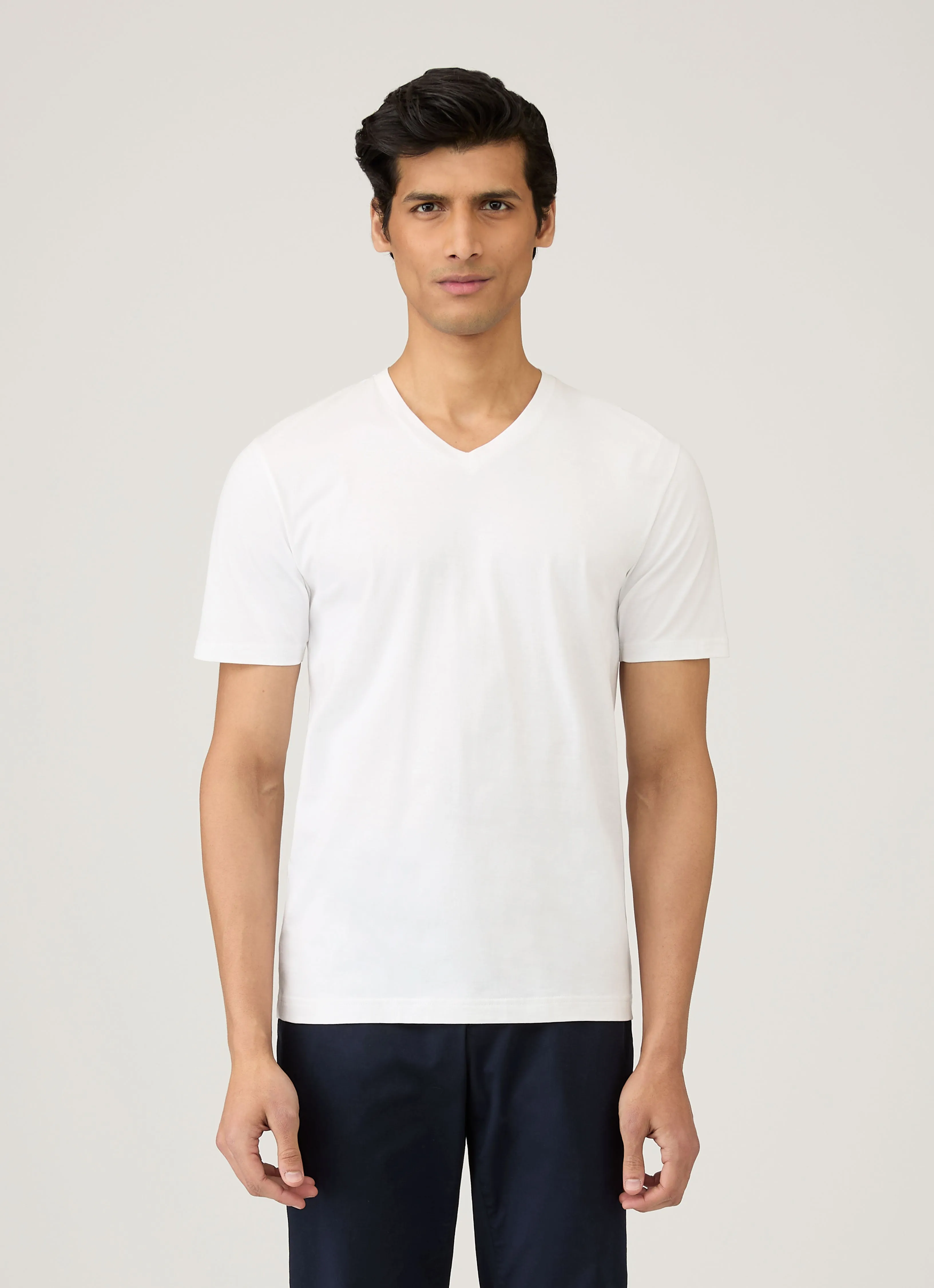 Men's Riviera V-neck T-shirt in White Comfy Design Wear