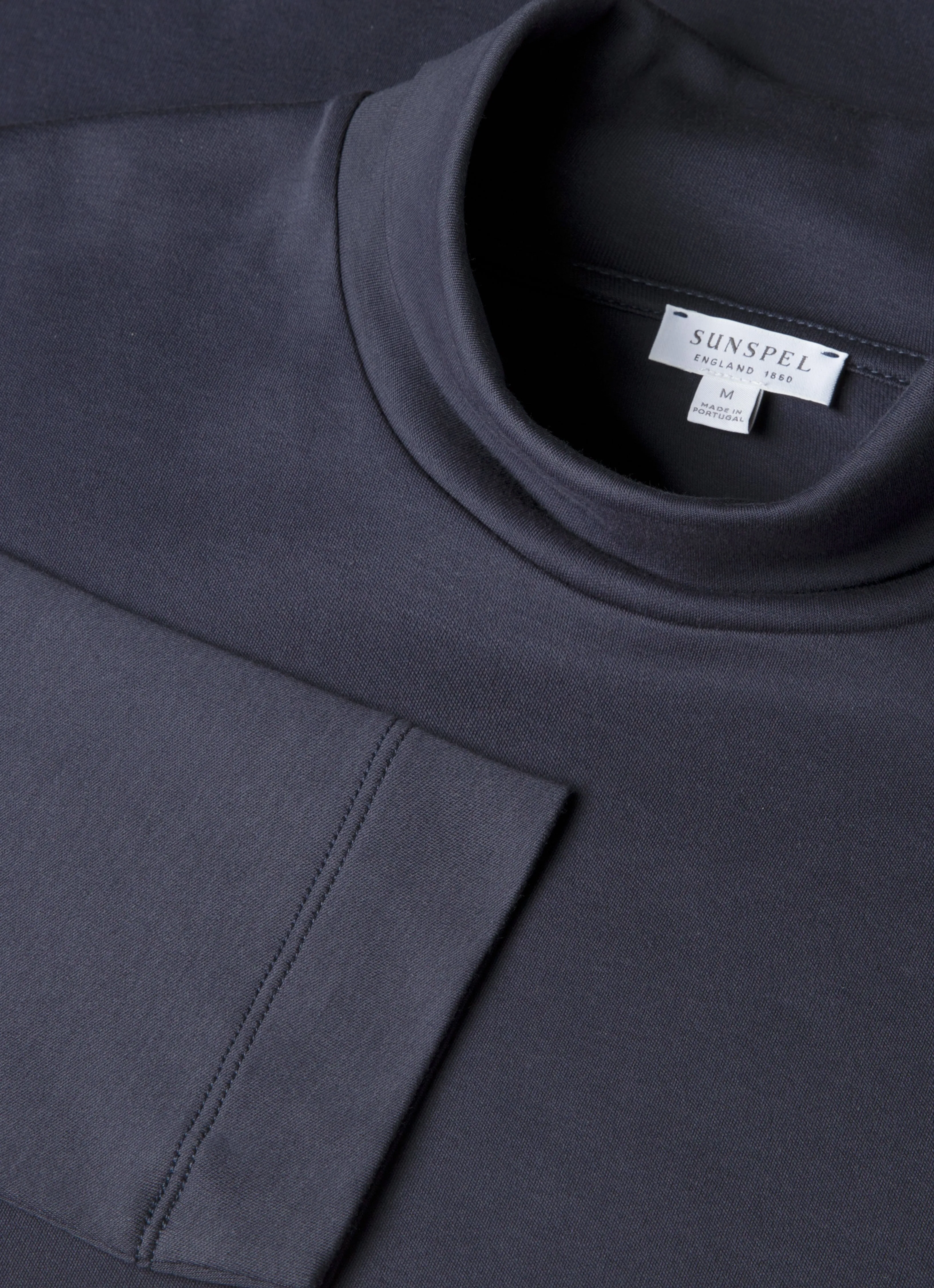 Men's Roll Neck Heavyweight T-shirt in Navy Performance Layer