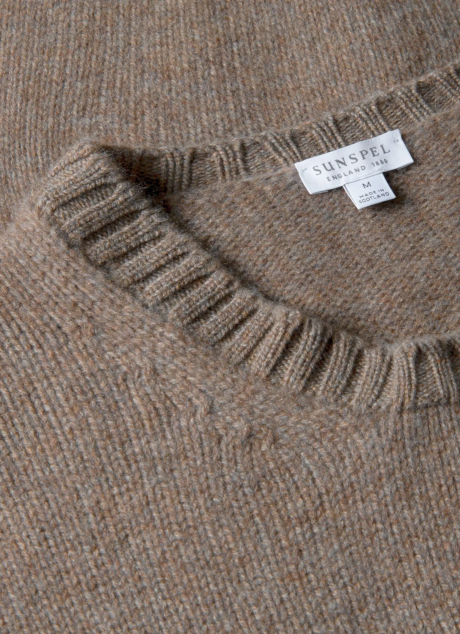 Men's Roxburgh Cashmere Jumper in Bark Shrink Resistant Treatment