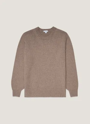 FourWay Stretch Design Brushed Inner Layer Men's Roxburgh Cashmere Jumper in Natural Brown