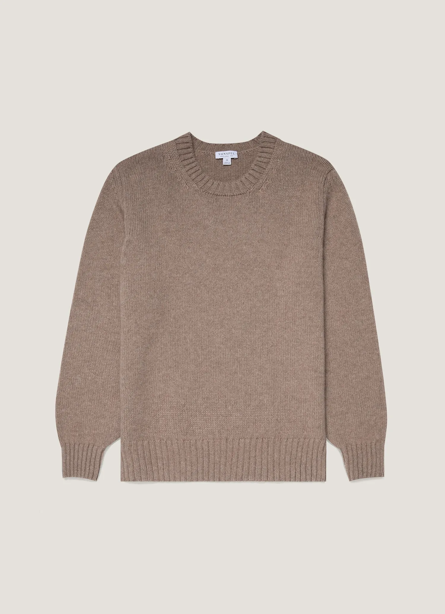 FourWay Stretch Design Brushed Inner Layer Men's Roxburgh Cashmere Jumper in Natural Brown
