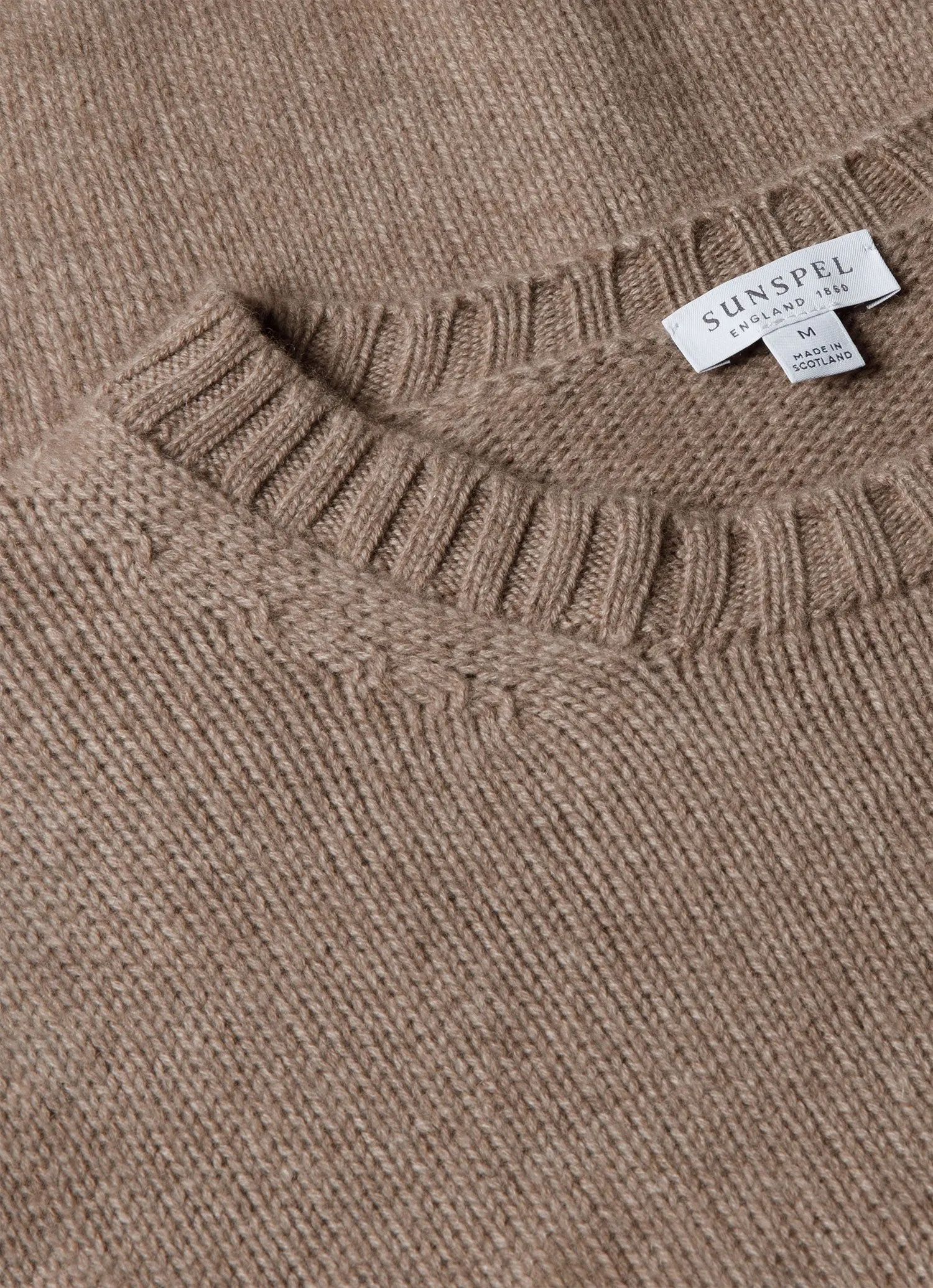 Men's Roxburgh Cashmere Jumper in Natural Brown Lightweight Weave