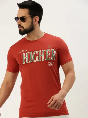 absorbent product animal print wildness Men's Rust Typography Printed Slim Fit T-shirt