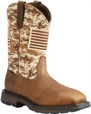 Non Slip Outsole Men's Sand Camo Steel-Toe Patriot Western & Work Boots In Brown/tan