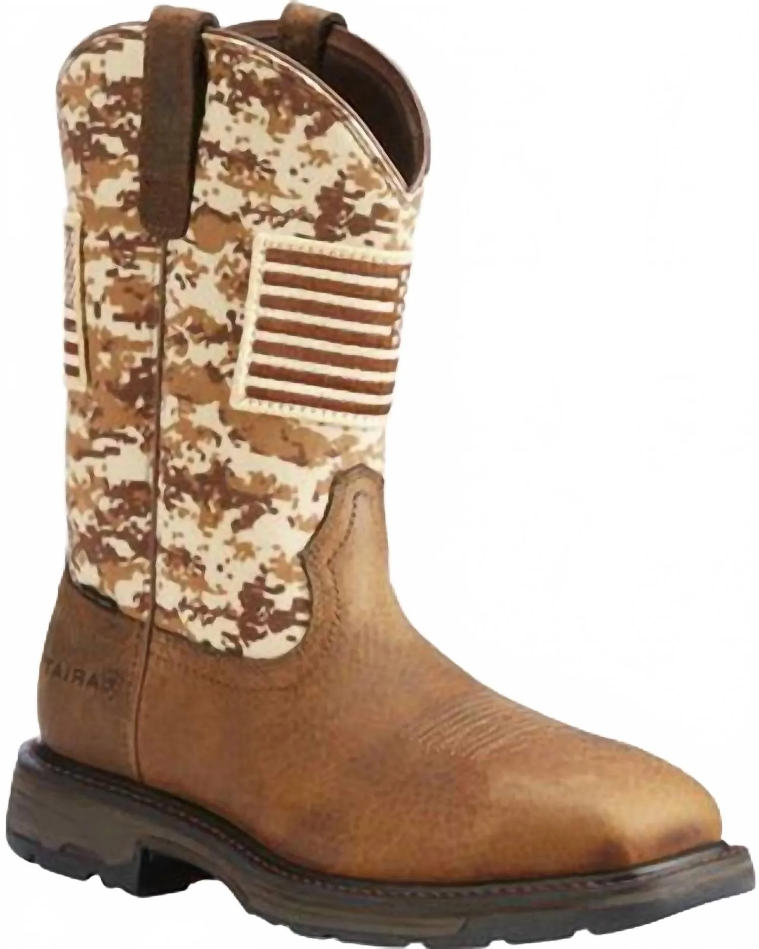 Non Slip Outsole Men's Sand Camo Steel-Toe Patriot Western & Work Boots In Brown/tan