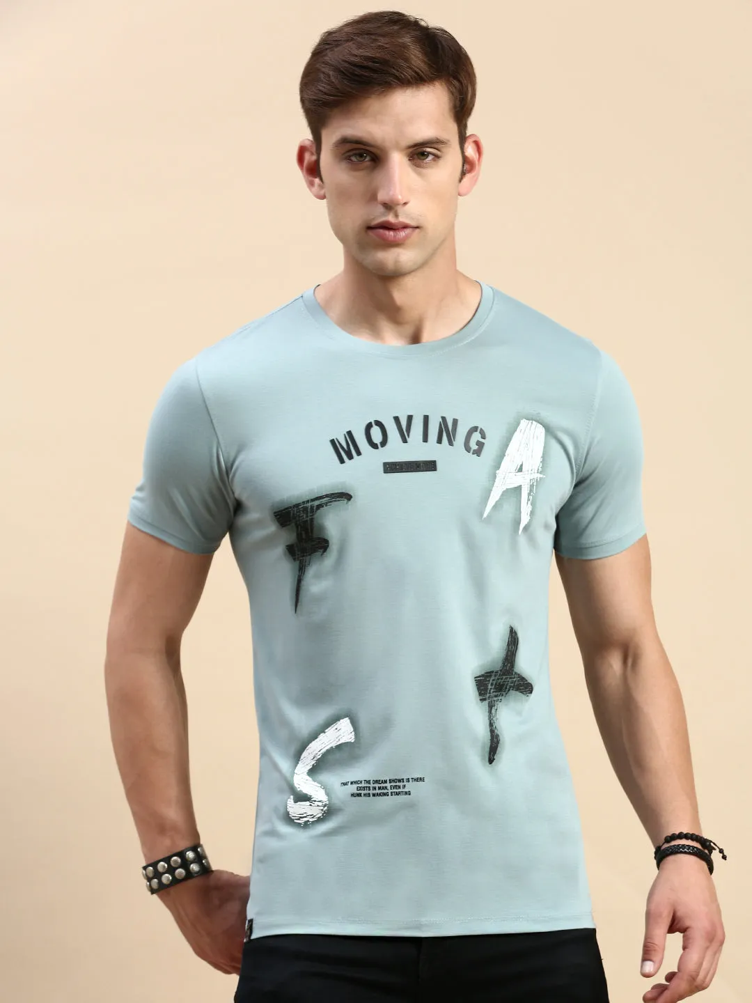 Men's Sea Green Typography Printed Slim Fit T-shirt product skiing suitable agility
