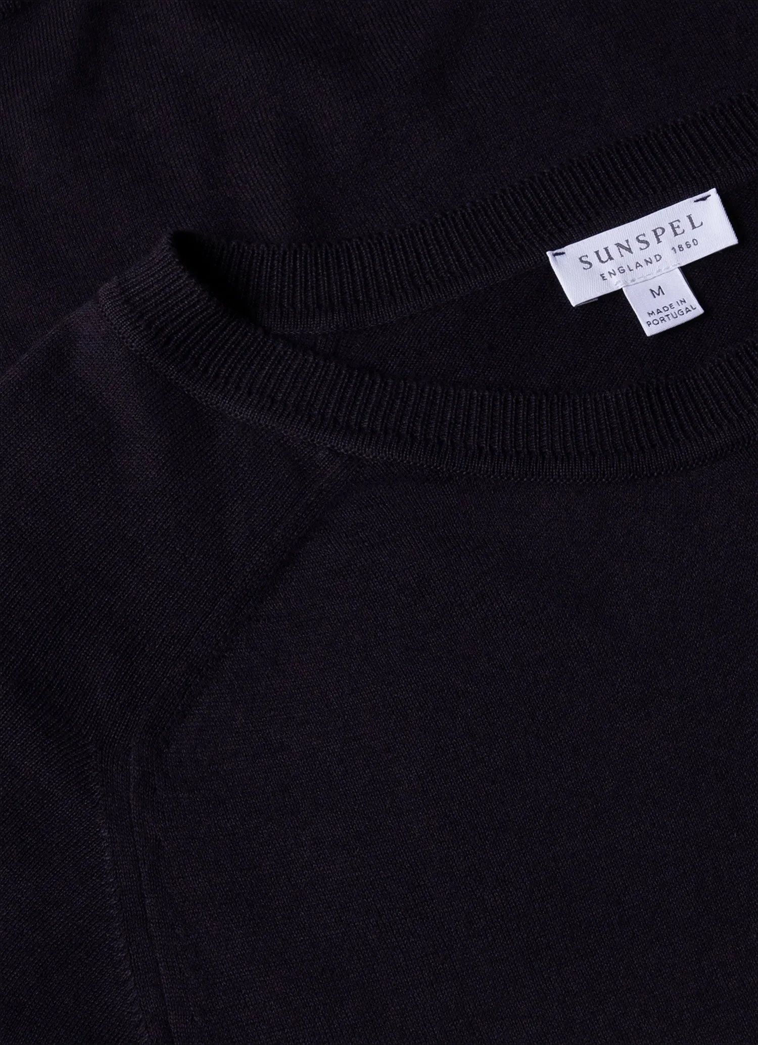 Men's Sea Island Cashmere Crew Neck Jumper in Midnight Navy Flexible Ribbing Effortless Comfort