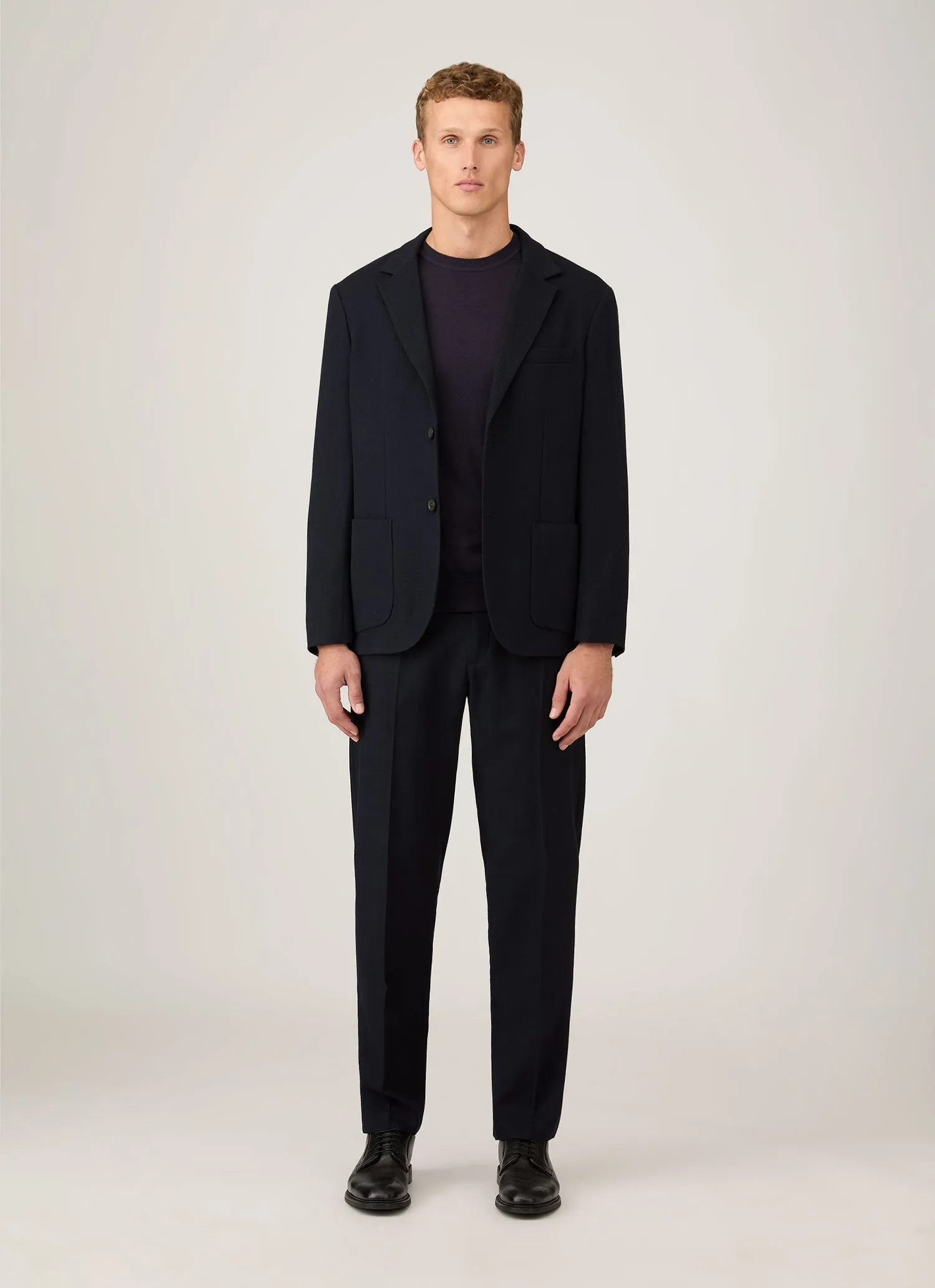 Simple Aesthetic Men's Sea Island Cashmere Crew Neck Jumper in Midnight Navy